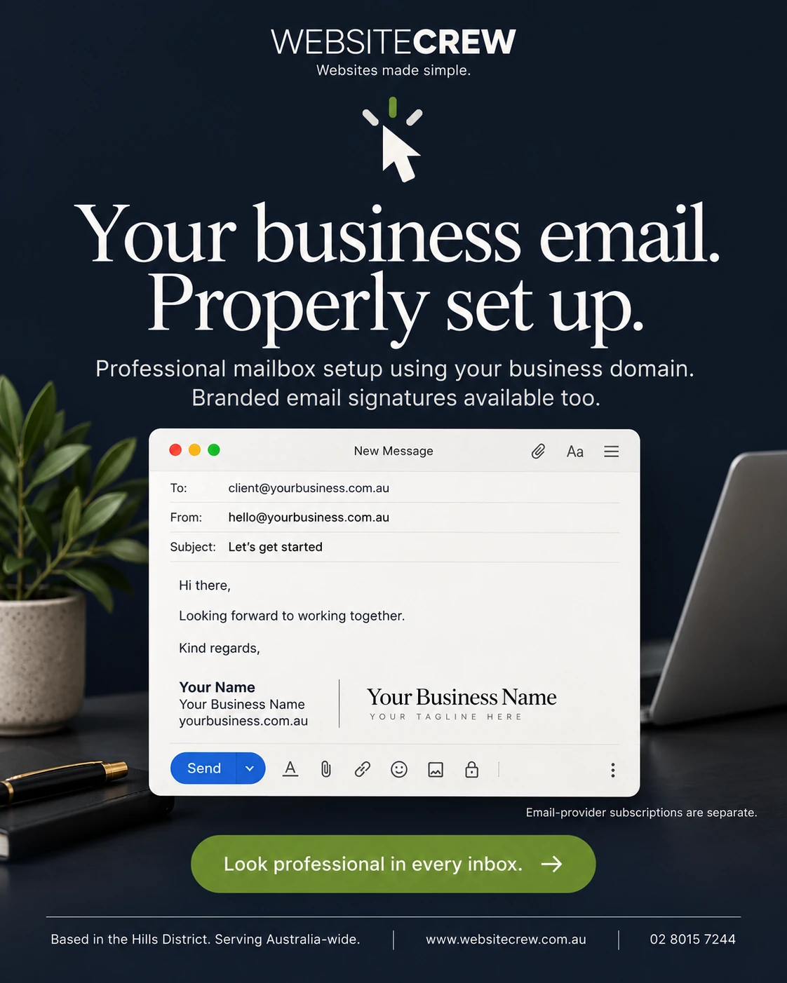 Professional business email and branded signature setup